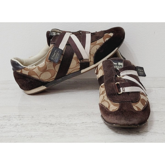 COACH SIGNATURE CANVAS JULI SUEDE HOOK & LOOP COMFORT CASUAL SZ 8 M - Picture 1 of 11